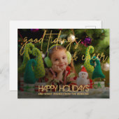 Gold Glitzer Script Weihnachten Postkarte (Vorne/Hinten)