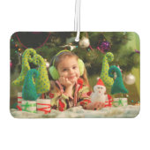 Gold Glitzer Script Weihnachts-Foto Autolufterfrischer (Rückseite)