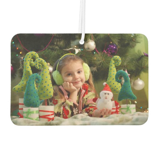 Gold Glitzer Script Weihnachts-Foto Autolufterfrischer (Rückseite)