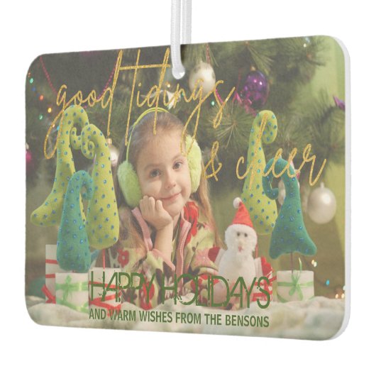 Gold Glitzer Script Weihnachts-Foto Autolufterfrischer (Links)
