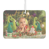 Gold Glitzer Script Weihnachts-Foto Autolufterfrischer (Vorderseite)