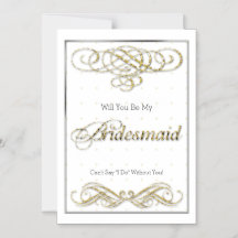 Gold Glitzer Scroll Werden Sie meine Bridesmaid
