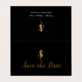 Gold Glitzer Seepferd, Foto Save the Date Karte (Außenseite Aufgefaltet)