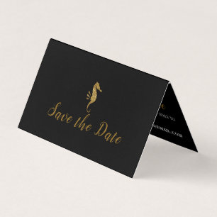 Gold Glitzer Seepferd, Foto Save the Date Karte