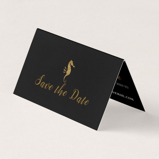Gold Glitzer Seepferd, Foto Save the Date Karte (Vorderseite)