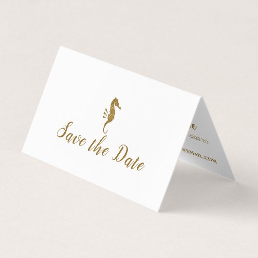 Gold Glitzer Seepferd, Foto Save the Date Karte (Vorderseite)