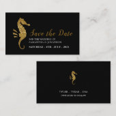 Gold Glitzer Seepferd Save the Date Begleitkarte (Vorne/Hinten)