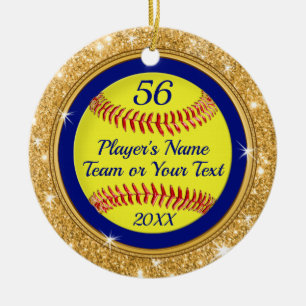 Gold Glitzer sehen Personalisierten Softball-Ornam Keramik Ornament