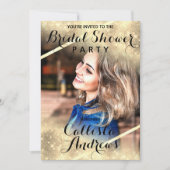 Gold Glitzer Sequins Corners Foto Brautparty Einladung (Vorderseite)