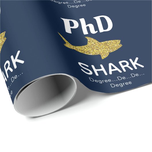 Gold Glitzer Shark Blue PhD Abschluss Geschenkpapier (Rolleneckpunkt)