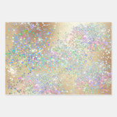 Gold Glitzer Shimmer holografisches Konfetti Party Geschenkpapier Set (Vorderseite 2)