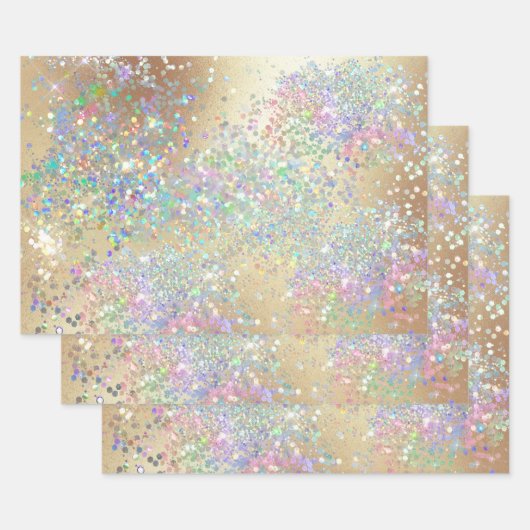 Gold Glitzer Shimmer holografisches Konfetti Party Geschenkpapier Set (Set)