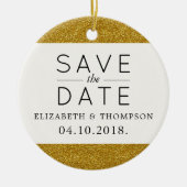 Gold Glitzer, Shiny Glitzer, Save the Date Keramik Ornament (Vorne)