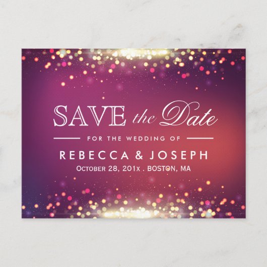 Gold Glitzer Shiny Sparkights Save the Date Ankündigungspostkarte (Vorderseite)
