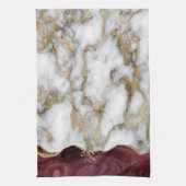 Gold Glitzer Shiny White Marble Burgundy Geschirrtuch (Vertikal)