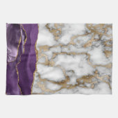Gold Glitzer Shiny White Marble Violet Geschirrtuch (Horizontal)