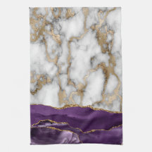 Gold Glitzer Shiny White Marble Violet