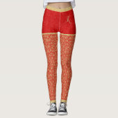 Gold-Glitzer-Shorts, Gold- und Rottmuster, Monogra Leggings (Vorderseite)