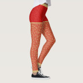 Gold-Glitzer-Shorts, Gold- und Rottmuster, Monogra Leggings (Rechts)