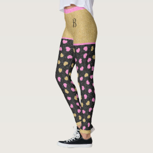 Gold Glitzer Shorts Rosa und Gold Hearts Monogramm Leggings