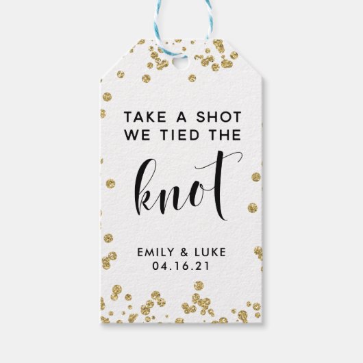 Gold Glitzer Shot Wir tippen die Knochensehen Geschenkanhänger (Vorderseite)