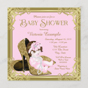 Gold Glitzer Showpink und Gold Baby Dusche Einladung