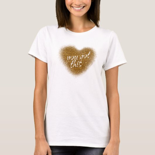 Gold Glitzer SIE GOT DIESES HERZSTANZEN Top-Shirt T-Shirt (Vorderseite)