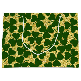 GOLD GLITZER SIEHT MIT IRISCHEN KLEEBLÄTTERN AUS GROßE GESCHENKTÜTE