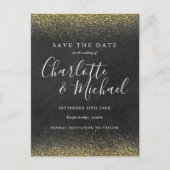 Gold Glitzer Signature Save the Date Card Ankündigungspostkarte (Vorderseite)