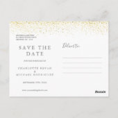 Gold Glitzer Signature Wedding Save the Date Card Postkarte (Rückseite)
