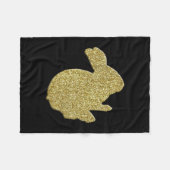 Gold Glitzer Silhouette Bunny Fleece Blanket (Vorderseite (Horizontal))