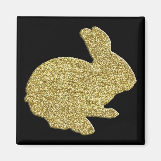 Gold Glitzer Silhouette Osterfest Magnet (Vorne)