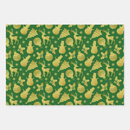 Gold Glitzer Silhouette Snowflakes Geschenkpapier Set (Vorderseite 2)