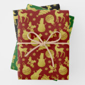 Gold Glitzer Silhouette Snowflakes Geschenkpapier Set (Beispiel)