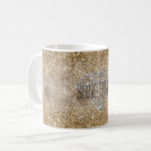 Gold Glitzer Silver Diamond Shine Bright Kaffeetasse (Vorderseite Links)