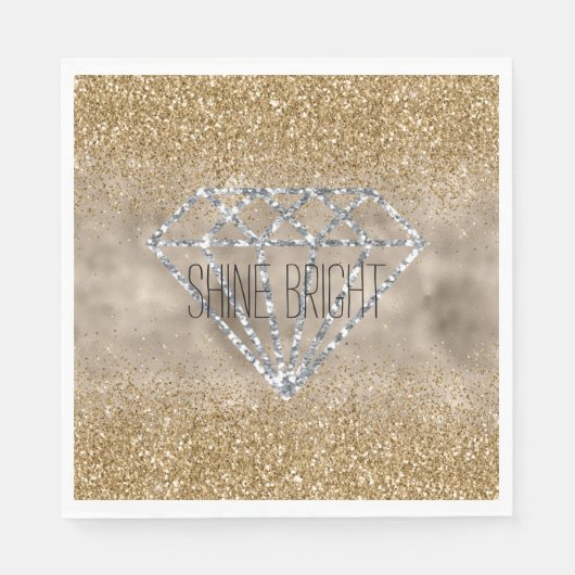 Gold Glitzer Silver Diamond Shine Bright Serviette (Vorderseite)