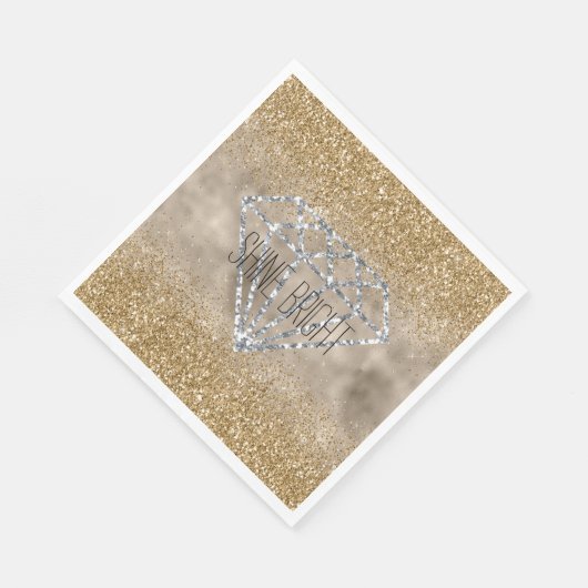 Gold Glitzer Silver Diamond Shine Bright Serviette (Ecke)