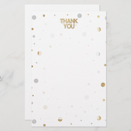 Gold Glitzer Silver Foil Print Confetti Vielen Dan Briefpapier (Vorne/Hinten)