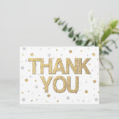 Gold Glitzer Silver Foil Print Confetti Vielen Dan Dankeskarte (Stehend Vorderseite)