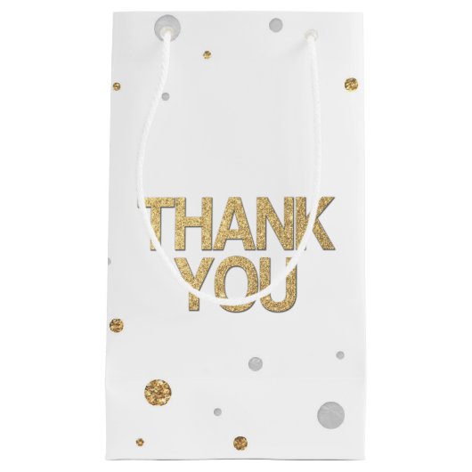 Gold Glitzer Silver Foil Print Confetti Vielen Dan Kleine Geschenktüte (Vorderseite)