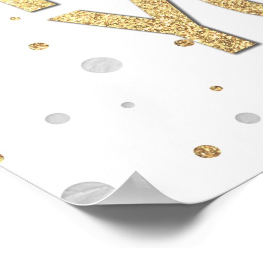 Gold Glitzer Silver Foil Print Confetti Vielen Dan Poster (Ecke)