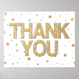 Gold Glitzer Silver Foil Print Confetti Vielen Dan Poster