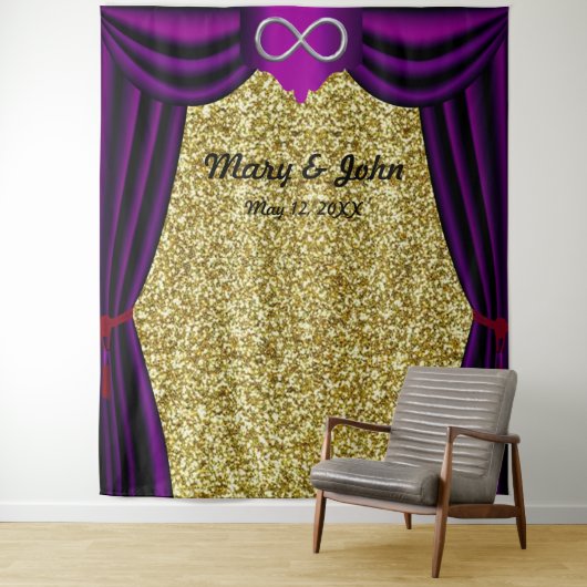 Gold Glitzer Silver Infinity Lila Vorhang Wandteppich (Beispiel)