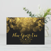 Gold Glitzer Silvester Einladung (Stehend Vorderseite)