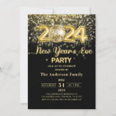 Gold Glitzer Silvester Party 2024 Einladung (Vorderseite)