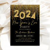 Gold Glitzer Silvester Party 2024 Einladung
