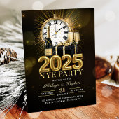 Gold Glitzer Silvester Party 2025 Einladung