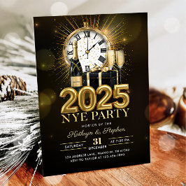 Gold Glitzer Silvester Party 2025 Einladung