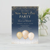 Gold Glitzer Silvester Party Einladung (Stehend Vorderseite)