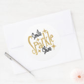 Gold Glitzer Smile Sparkle Shine Motivierend Runder Aufkleber (Umschlag)